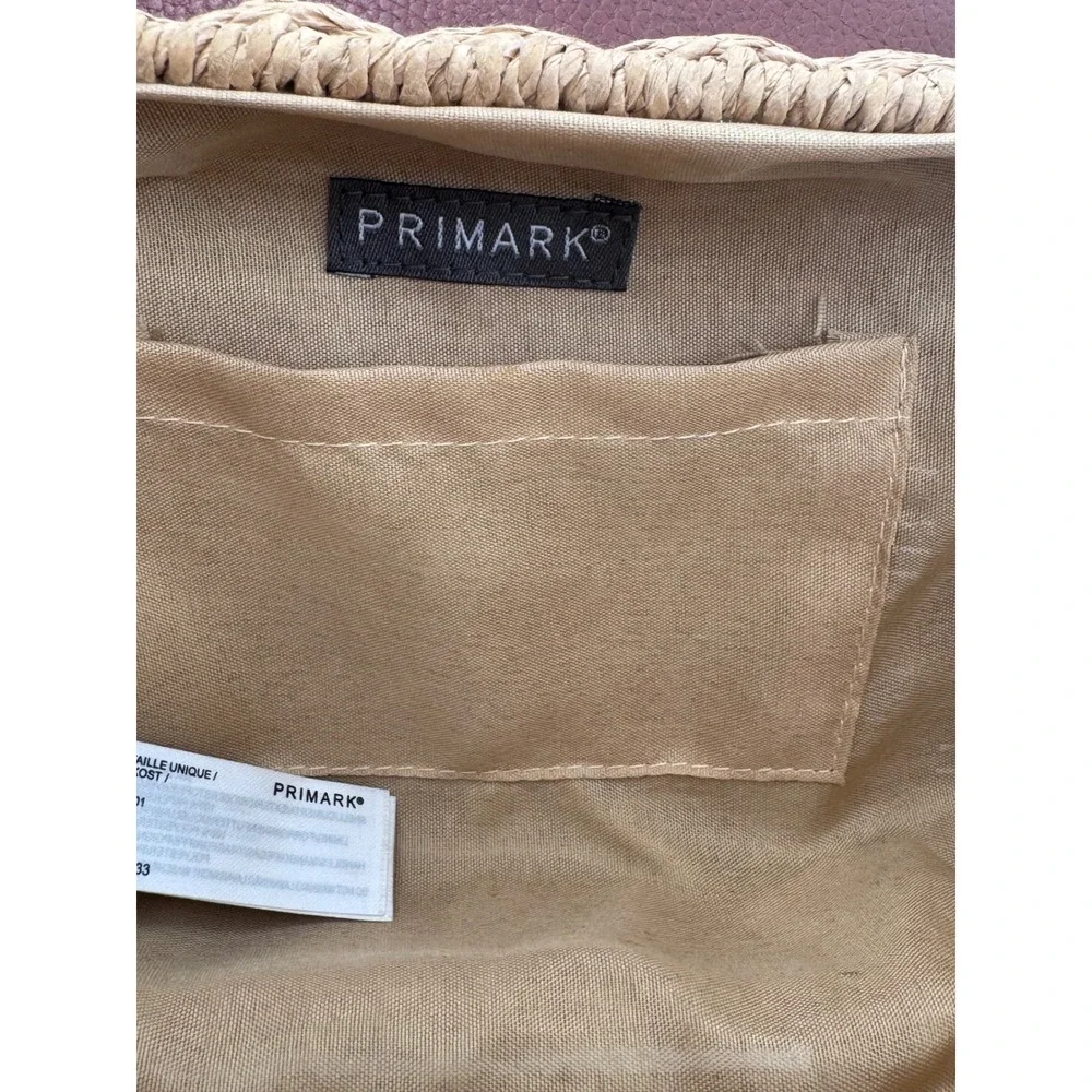 Primark Woven Straw Wicker Crossbody Bag Purse Brown Faux Leather Trim Boho - Picture 8 of 13